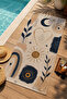 Bohemian Owl Sun Moon Motif Patterned 70X150 Beach Towel - Digital Printed Fade-Resistant Bath Towel - 4