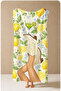 Mediterranean Lemon Garden and Female Figure Patterned 70X150 Beach Towel - Cotton Bath Towel