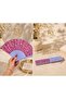 Paisley Patterned Pink Fabric Accordion Folding Hand Fan - 2