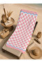 Retro Pink and White Checkered Border Patterned 70X150 Beach Towel - Digital Printed Bath Towel - 4