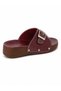 Women's Burgundy Single Strap Buckle Thick Sole Daily Comfortable Summer Slippers - 4