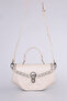 Asymmetrical Stylish Design Quilted Embroidered Women's Handbag Cream - 3