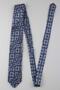 White Blue Motif Pattern Italian Silk Pleated Tie Est242 - 5