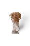 Hand-Knitted Beige Silvery Cotton Pearl Knitted Beanie - 3