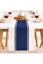 modern blue striped table runner, elegant and chic, table decoration. Measuring 33 x 183 cm, rectangular, washable, cotton-linen...