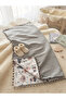 Home Patterned Cotton and Gray Muslin Double-Sided Baby Blanket - 3