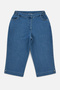Plus Size Women's Below Knee Button Detail Jeans Capri 06 Navy Blue - 4
