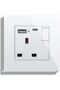 Single Switched Wall Socket 1 Gang Black with USB C & USB A Charging ports, Wall Switch Power