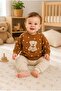 Baby 100% Cotton Teddy Bear Patterned Sweatshirt and Pants Set - 2