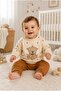 Baby 100% Cotton Teddy Bear Patterned Sweatshirt and Pants Set - 2