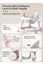 One Plastic Aluminum Foldable Baby Walker Adjustable Height 360 Wheels Anti Rollover Soft Seat Indoo - 6