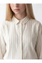 Xside Beige Striped Muslin Oversize Women's Shirt - 3