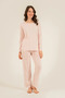 Women's Pink Long Sleeve Pajama Set - 2