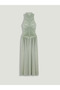 DRAPELİ DİK YAKA MAXİ ELBİSE 2775 - 5