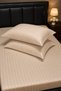Striped Micro Satin Elastic Bed Sheet and Pillow Set Single and Double Size Shiny Soft Textured Fitted - 2