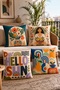 Simple Girl and Flowers Patterned 4-Piece Throw Pillow Cover Set - 2