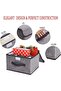 سلة تخزين مكعبة الشكل، قطعتان من صناديق التخزين القماشية القابلة للطي باللون الرمادي مع غطاء، صندوق ملابس قابل للطي - 4