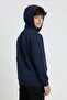 Navy Blue Boy's Cardigan with Text Detail and Zipper 24644 - 4