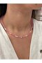 Glb-Stl41414 Heart Bead Necklace - Pink