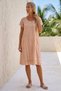 Salmon Color Round Neck Short Sleeve Pocketed Lined Robe Brodeered Cotton Woven Dress 106 55 - 7