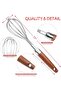 Stainless Steel Wire Whisk, Wooden Handle Non Stick Balloon Whisk, for Egg Beating, Batter Blending, - 3