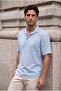 Como 100% Cotton Brit Detailed Short Sleeve Polo Collar Men's Shirt - Ice Blue - 5