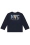 Boy's Navy Blue Printed Crew Neck Long Sleeve T-Shirt - 2