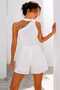 Women's White High Waist Lined No-Show Scallop Embroidered Pleated Loose Fit Shorts - 2