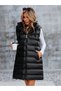 Women's Black Hooded Faux Leather Long Vest - 3