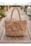 Megahan Hand-Knitted Summer Paper Rope Rose Tassel Bag, Trendy Straw Bag - 2