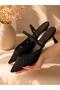 Cansy Black Lace 5 cm Heel Elastic Heel Shoes - 3