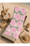 Pink Green Retro Large Floral Pattern 70X150 Beach Towel - Digital Printed Fade-Resistant Bath Towel - 5
