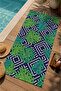 Navy Blue Green Geometric Monstera Leaf Patterned 70X150 Beach Towel - Digital Printed Fade-Resistant Bath Towel - 3