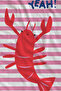 Pink and White Striped Lobster Shell Yeah Written 70X150 Beach Towel - Digital Printed Fade-Resistant Bath Towel - 2