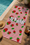 Red Green Striped Watermelon Summer Written 70X150 Beach Towel - Digital Printed Fade-Resistant Bath Towel - 3