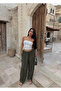 Khaki High Waist Buzzy Shalwar Trousers