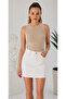 Zargo Model Fitted/Fitted Wide Ribbed Halter Neck Ribbed Stretch Knitted Crop Blouse