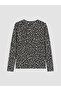 Peak New Season Black Crew Neck Patterned Blouse - 6