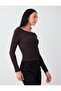 Bitter Coffee Round Neck Slim Fit Long Sleeve Blouse - 4