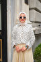 Women's Polka Dot Detail Shirt Collar Zipper Jacket White - 4