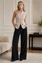 Women's Beige Stand-Up Collar Buttoned Zr Model Premium Gabardine Vest Nbylk001 - 5