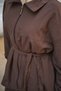 Women's Front Grass Detail Waist Tie Zipper Suit Brown - 5