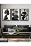 Brush Drabeleri Female Silhouette 3 Piece Wooden Framed Painting Act - 4