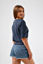 Stone Detailed Lycra Wide Collar Stylish Bodysuit - 7