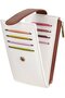 Women's ultra-slim wallet white/brown zipper ID window wrist strap. - 3