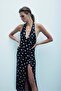 Andromeda Star Patterned Sequined Halter Evening Dress Black - 3