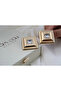 Kp671 Square Zircon Stone Gold Earrings (30 mm) - 2