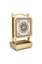Gold Design Folding Side Serving Table Set with Classic Elegant Engraved Square Pattern Surface, 40cm and 53cm Height, 4 Pieces | - 2
