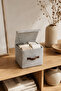 Gray Felt Lid Cube Box 25 X 25 X 25 cm – Leather Handle, Foldable, Multi-Purpose Storage and Organizer Box - 5