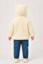 Checkered Ecru Children's Cardigan with Plush Accessories - Unisex 1-5 Years - 2